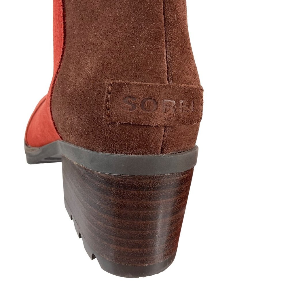 Sorel Boots Women's Size 6.5 Cate Bootie Carnelian Red Leather side zip $180 - Picture 13 of 14